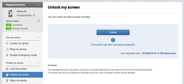 how to unlock galaxy s5 via find my mobile