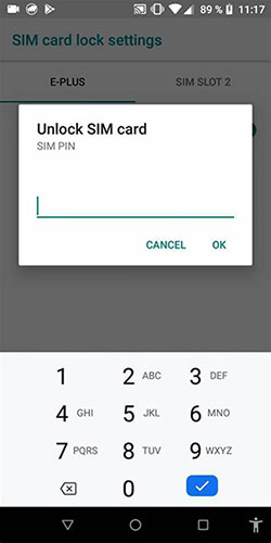 how to disable sim card lock by entering the pin number