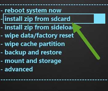 Install zip from sdcard