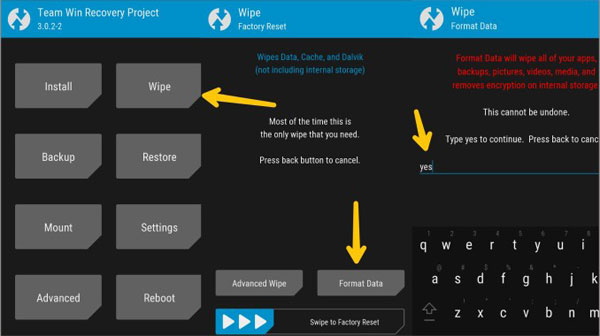 wipe samsung s8 with twrp