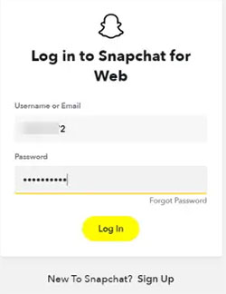 log in to snapchat for web