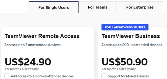 pricing of teamviewer