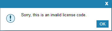 invaild license code