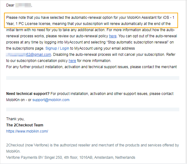 auto renewal reminder email
