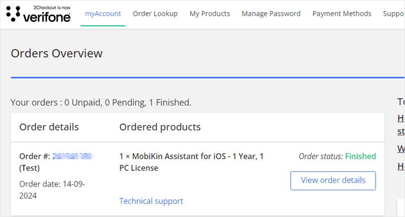 check order overview