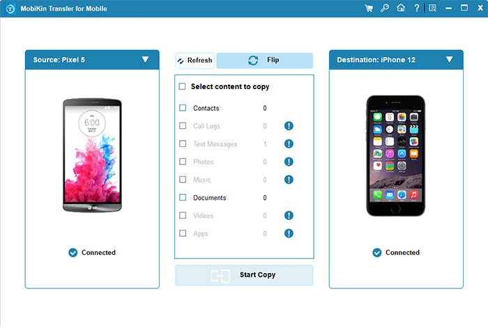 transfer data from android to iphone after setup via mobikin