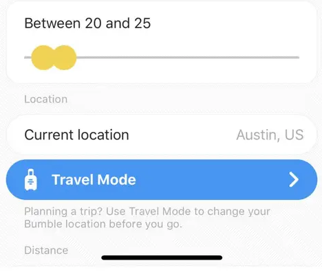 how to change bumble location using travel mode