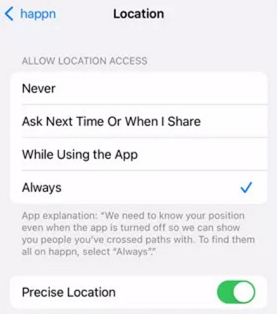 how to change location on happn on ios