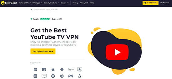 change youtube tv location with cyberghost