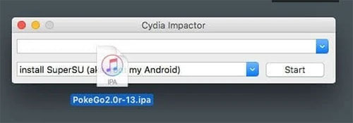 drag and drop ipa file into cydia impactor