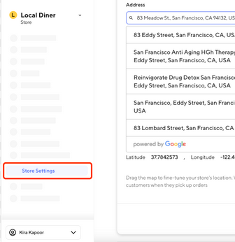 how to change store  location on dasher app