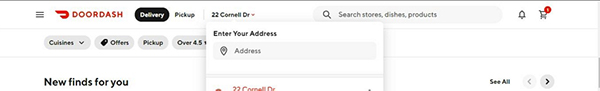 how to change location in doordash online