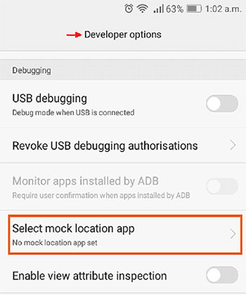 select mock location app feature