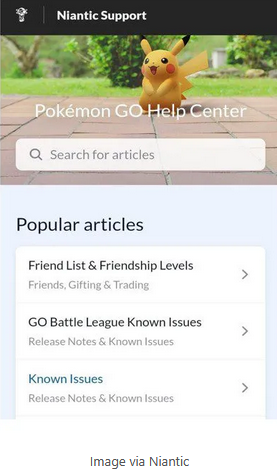contact pokemon go support