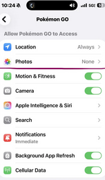 allow permissions for pokemon go ar