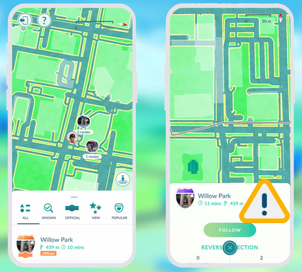 pokemon go routes not working