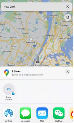 how to send location from imessage with google maps