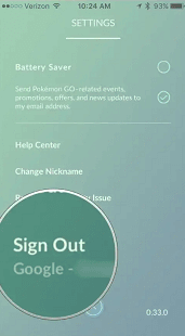 relog into pokemon go