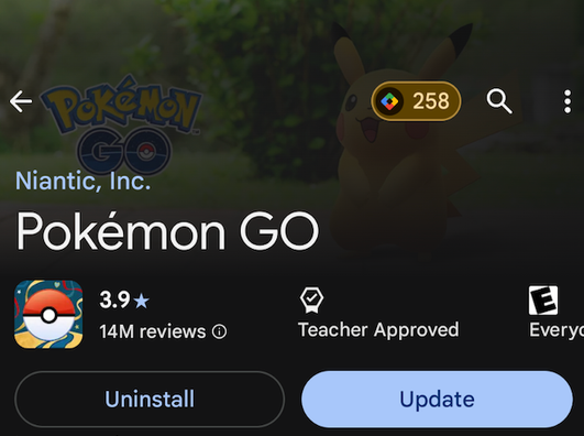 update pokemon go
