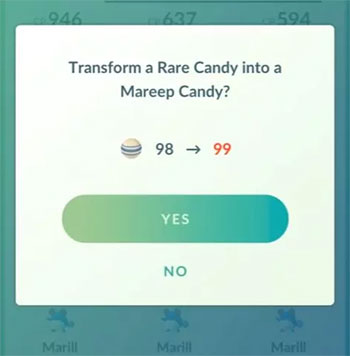 how to use rare candies in pokemon go