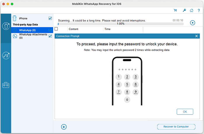 unlock idevice before whatsapp recovery