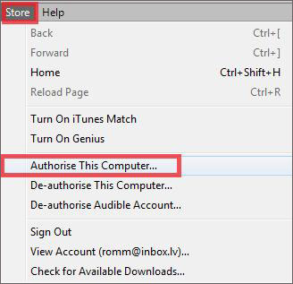 launch itunes and authorise computer