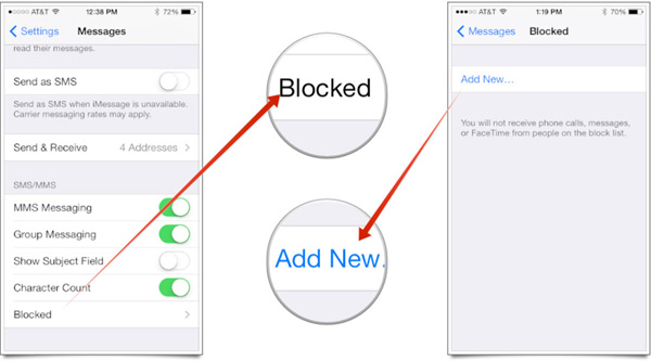 block text messages on iphone