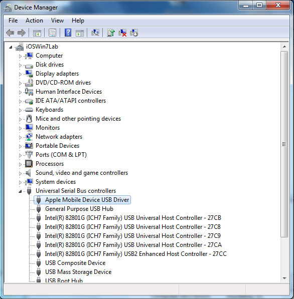 check apple mobile device usb driver