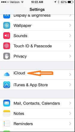 go to icloud from iphone settings