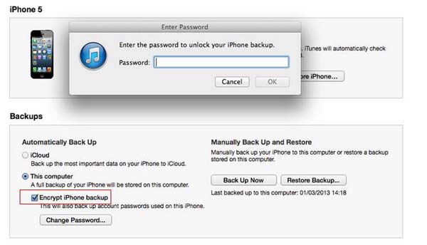 how to restore without iphone backup password